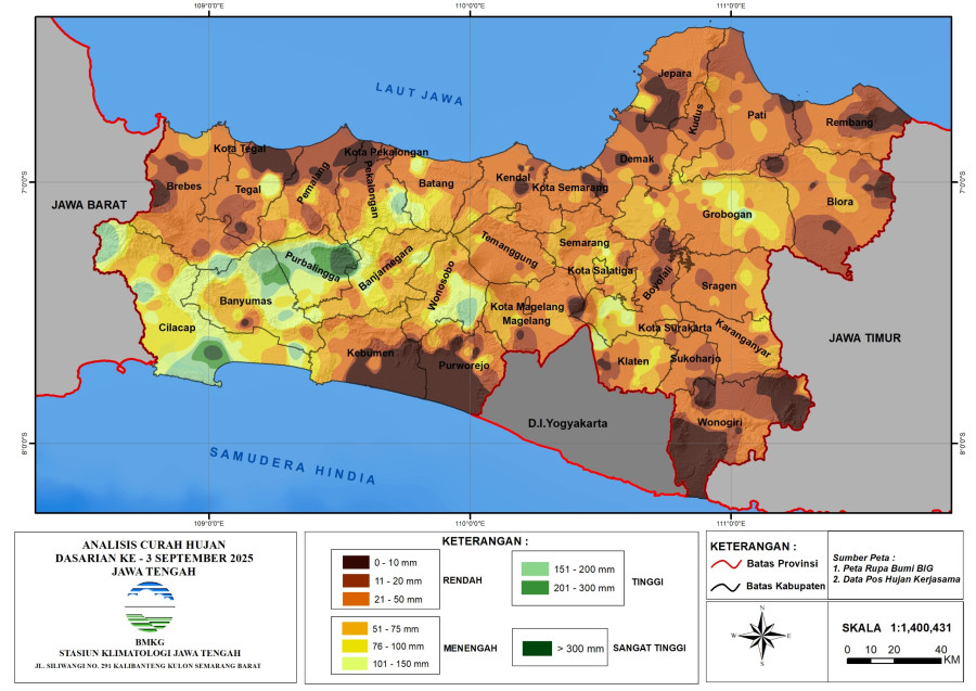 ?Hasil Monitoring HTH dan Analisis Curah Hujan Dasarian ke-3 September 2025
