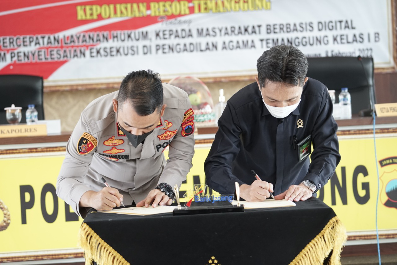 Perkuat Sinergitas, Polres Temanggung dan Pengadilan Agama Temanggung Teken MoU