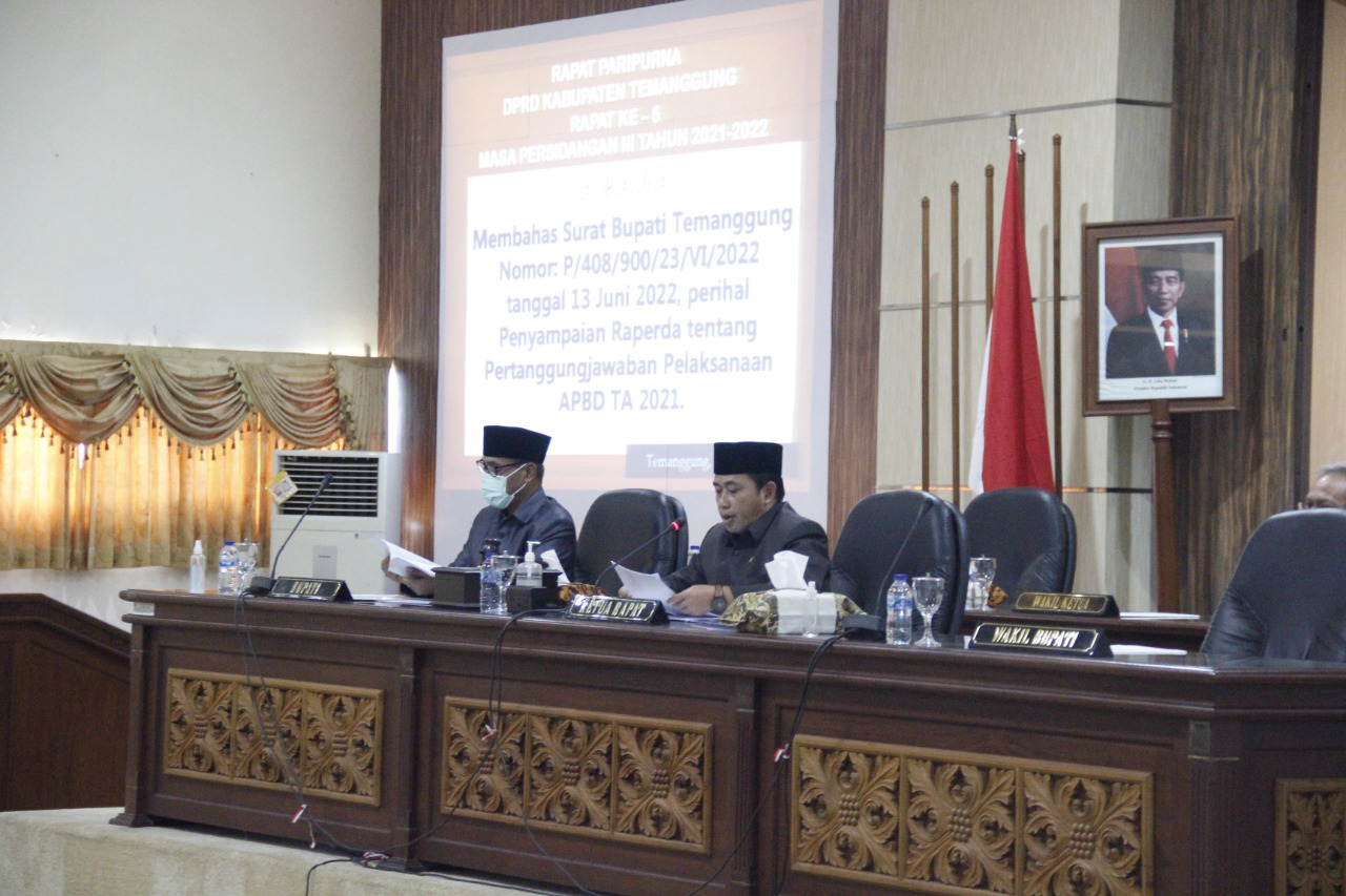 DPRD Temanggung Gelar Rapat Paripurna Pembahasan Laporan Keuangan Pemkab Tahun 2021