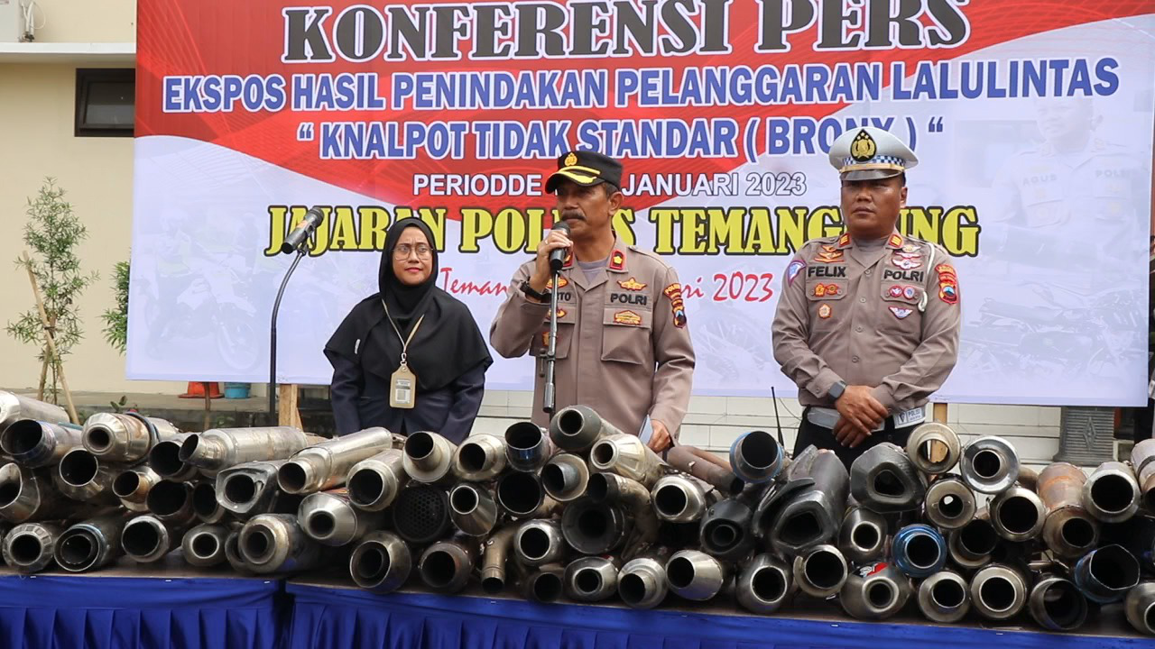 Polres Temanggung Kembali Sita Ratusan Knalpot Brong