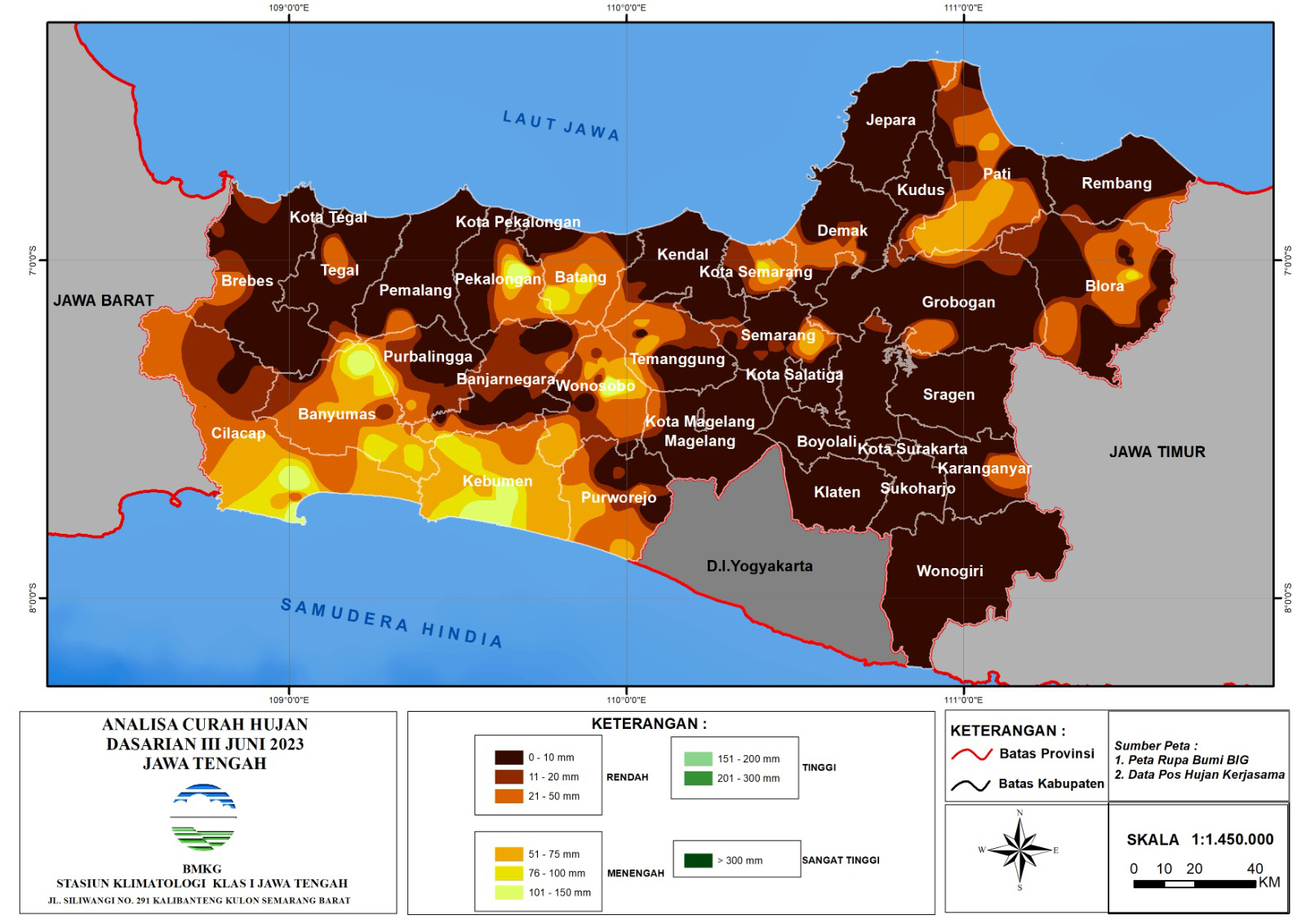 Monitoring HTH Dan Analisis Curah Hujan Dasarian III Juni 2023