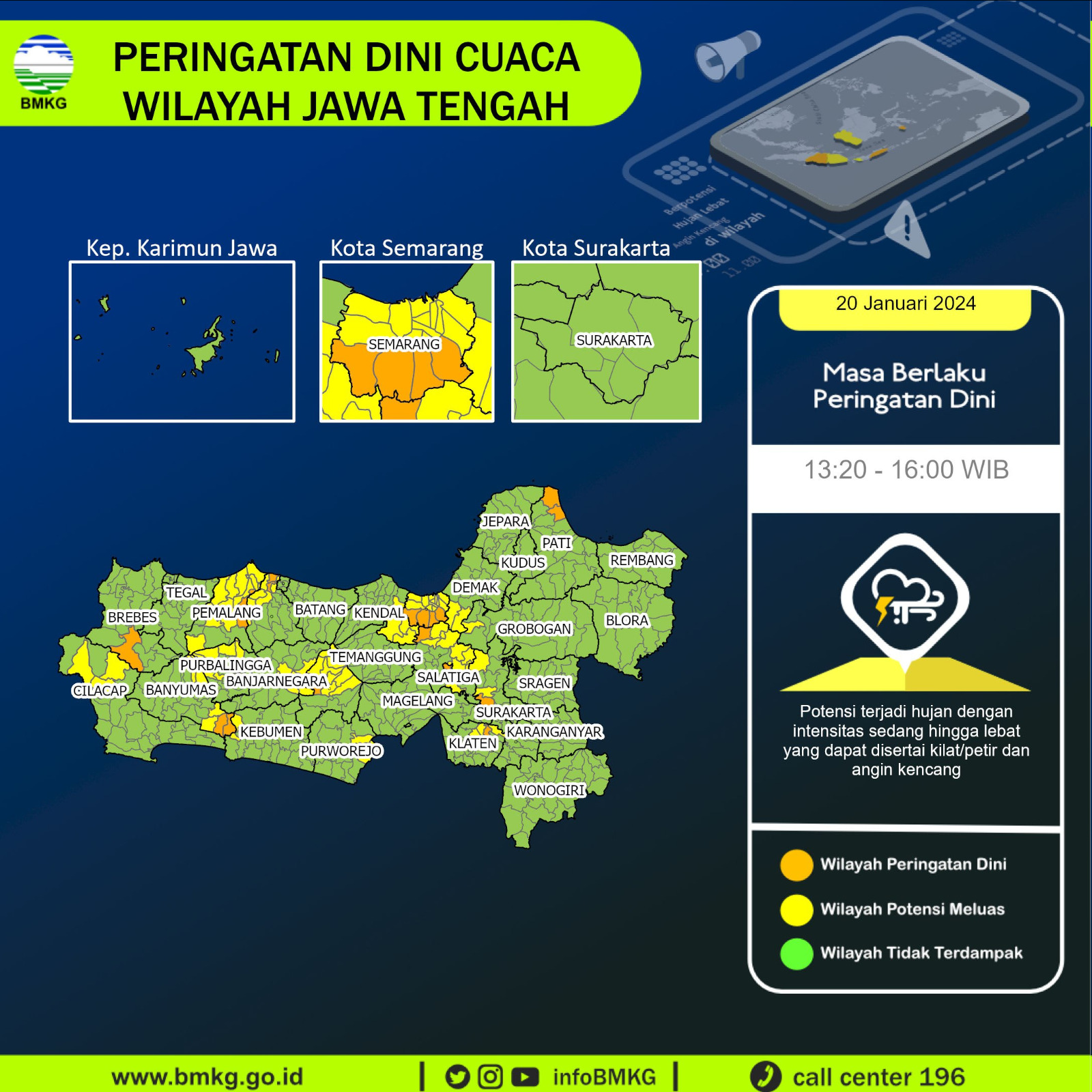 Prospek Cuaca Ekstrem di Jawa Tengah 21 - 22 Januari 2024