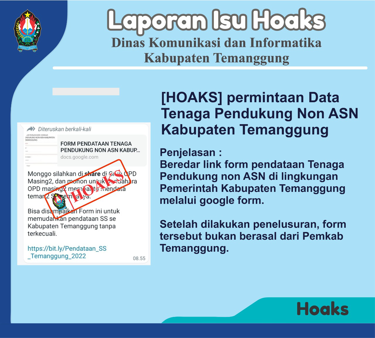 [HOAKS] Permintaan Data Tenaga Pendukung non ASN Kabupaten Temanggung