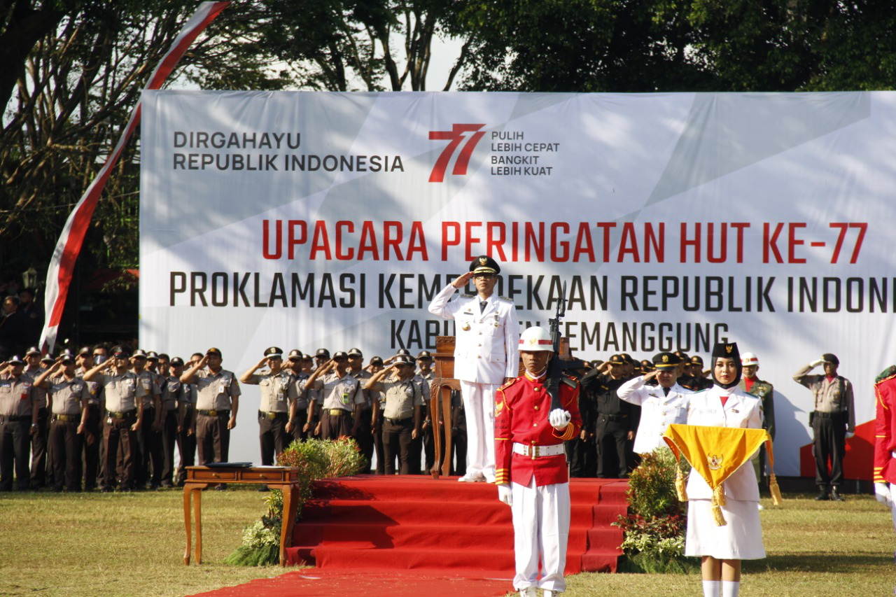 Upacara Peringatan HUT Ke-77 RI Kabupaten Temanggung Berlangsung Khidmat