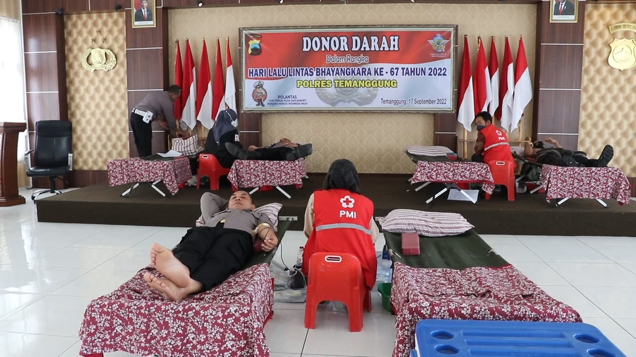 Sambut HUT Lantas, Satlantas Polres Temanggung Gelar Aksi Donor Darah