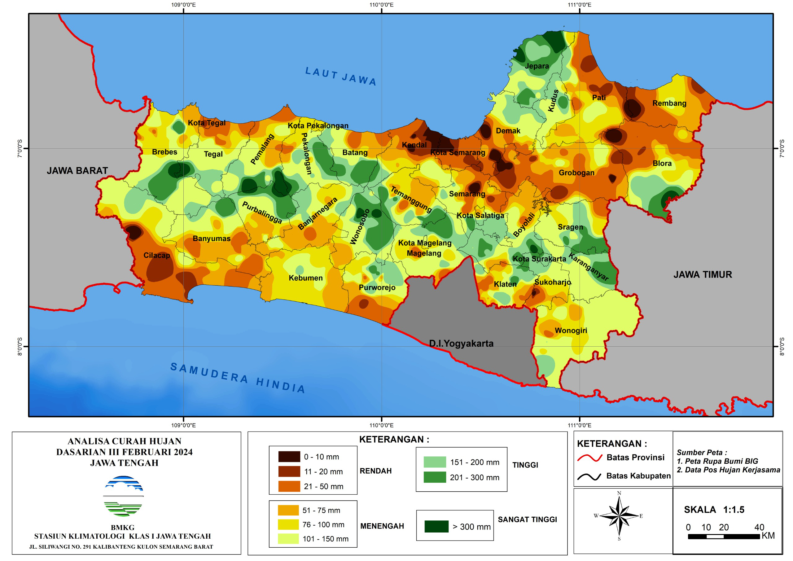 Hasil Monitoring HTH dan Analisis Curah Hujan Dasarian ke III Februari dan Probabilistik Dasarian I 