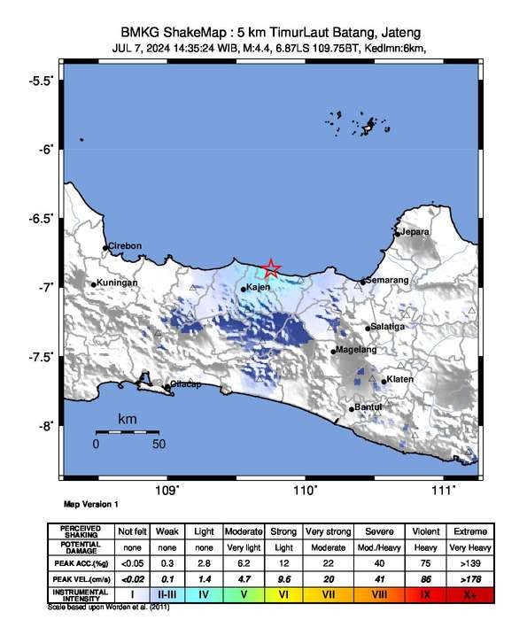 Gempa Bumi Tektonik M4,4 Guncang Batang dan Pekalongan Jateng