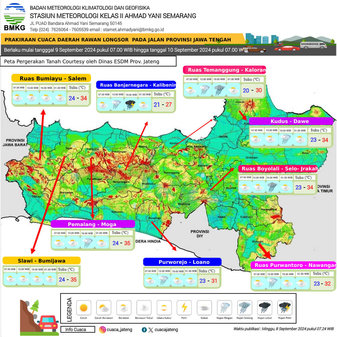 Prospek Cuaca Ekstrem di Wilayah Jawa Tengah 7-9 September 2024