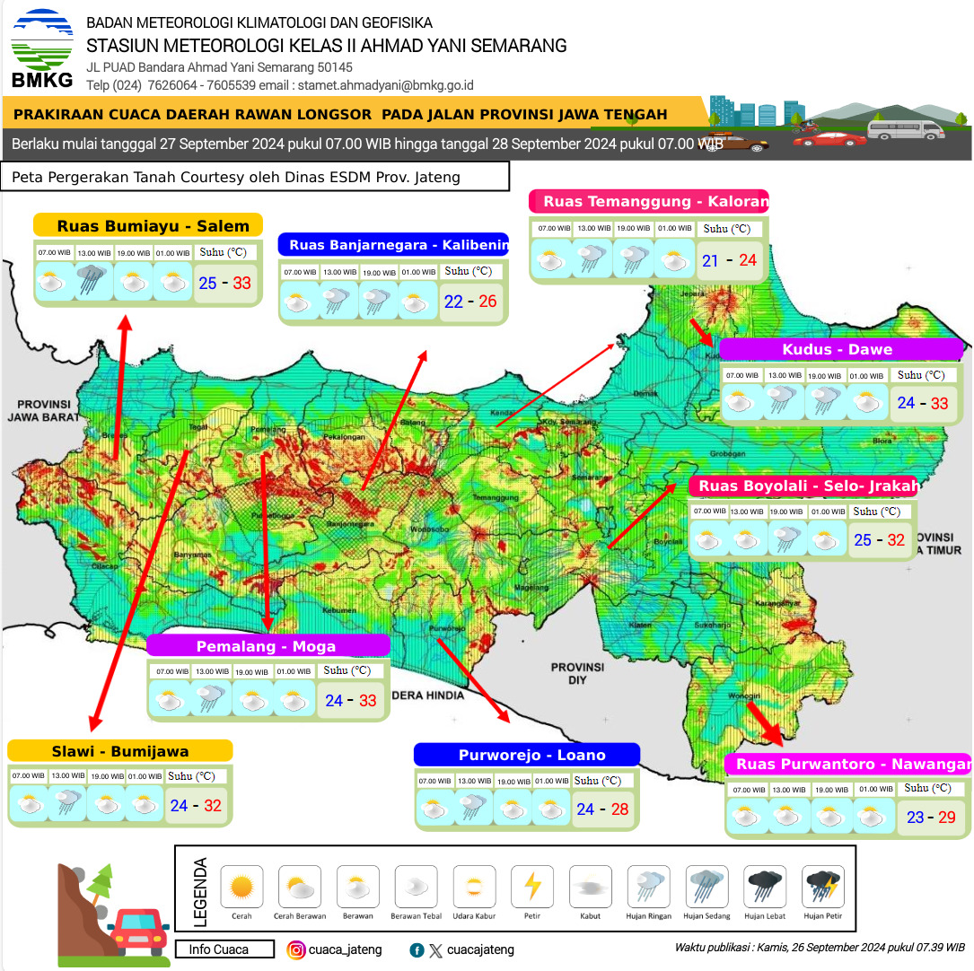 Prospek Cuaca Ekstrem Di Wilayah Jawa Tengah 27-28 September 2024