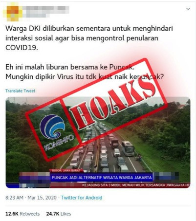 [HOAKS] Warga DKI yang Diliburkan Berbondong-bondong ke Puncak