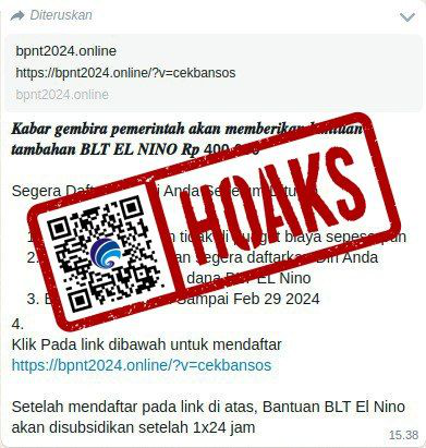 [HOAKS] Tautan Pendaftaran BLT El Nino