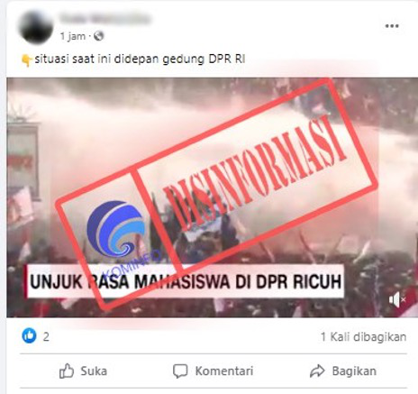 [DISINFORMASI] Video Situasi Unjuk Rasa Mahasiswa Ricuh di Gedung DPR RI