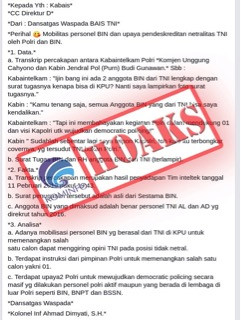 [HOAKS] Mobilitas Personel BIN dan Upaya Pendeskreditan Netralitas TNI oleh Polri dan BIN