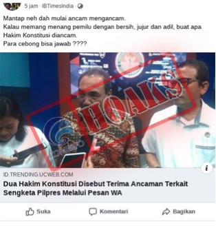 [HOAKS] Dua Hakim Konstitusi Terima Ancaman