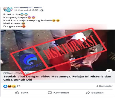 [DISINFORMASI] Pelajar Bulukumba Mencoba Mengakhiri Hidup karena Video Asusila Viral