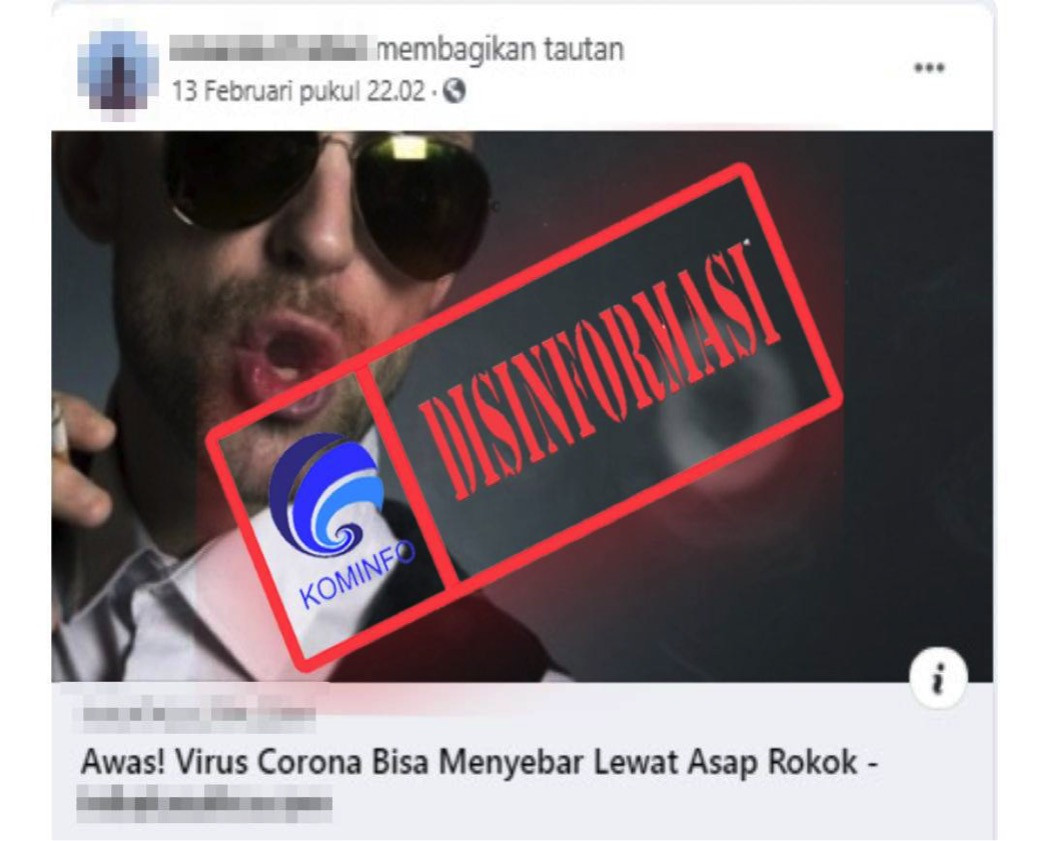 [DISINFORMASI] Virus Corona Dapat Menyebar Lewat Asap Rokok