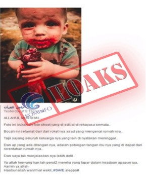 [HOAKS] Foto Anak Kecil di Aleppo Syria Berdarah-darah Memegang Tangan Ibunya yang Terputus