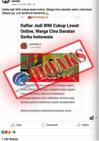 [HOAKS] Daftar Jadi WNI Cukup Lewat Online, Warga Cina Daratan Serbu Indonesia