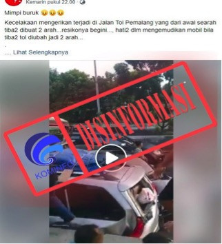 [DISINFORMASI] Kecelakaan Beruntun di Tol Pemalang Akibat 2 Arah Akibat Kelalaian Dari Pengatur Lalu