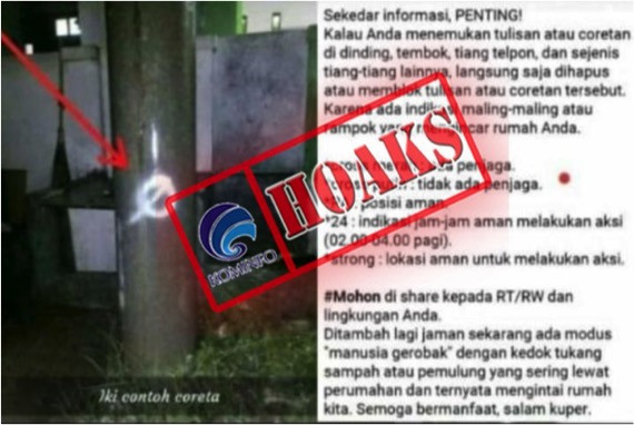 [HOAKS] Kode Perampokan, Segera Hapus Bila Ada di Sekitar Rumah Anda