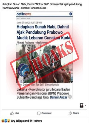 [HOAKS] Dahnil Ajak Pendukung Prabowo Mudik Lebaran Gunakan Kuda