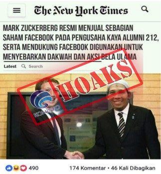 [HOAKS] Mark Zuckerberg Menjual Sebagian Saham Facebook Kepada Pengusaha Kaya Alumni 212