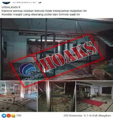 [HOAKS] Kondisi Masjid yang Diserang Polisi dan Brimob Saat Ini