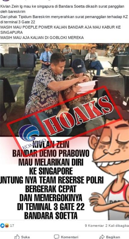 [HOAKS] Kivlan Zein Bandar Demo Prabowo Mau Melarikan Diri