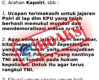 [HOAKS] Pesan Berantai Mengenai Arahan dari Kapolri