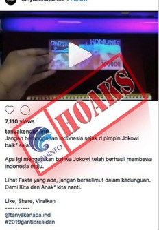 [HOAKS] Tulisan Partai Komunis Indonesia, Gambar Senapan, dan Logo di Uang 100 Ribu