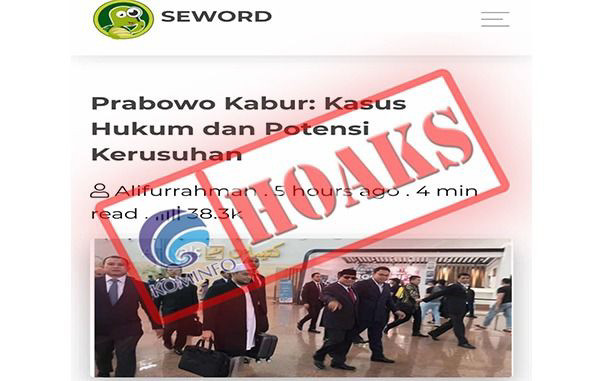 [HOAKS] Prabowo kabur ke Luar Negeri