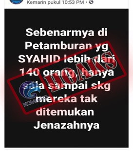 [HOAKS] Sebenarnya di Petamburan yang Syahid Lebih dari 140 Orang