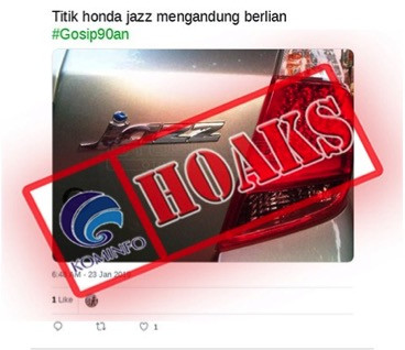 [HOAKS] Titik di Huruf J pada Tulisan Jazz di Mobil Honda Jazz Mengandung Berlian