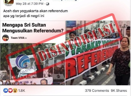 [DISINFORMASI] Yogyakarta Minta Referendum Pascapemilu 2019