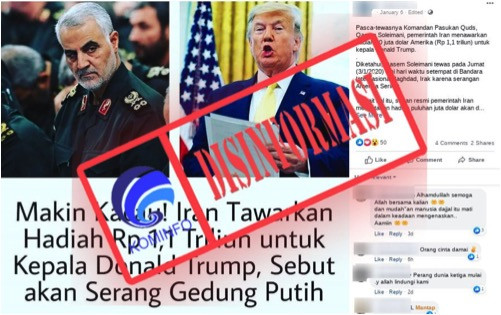 [DISINFORMASI] Pemerintah Iran Hargai Kepala Donald Trump Rp 1,1 Triliun